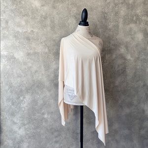 Off White Polyester Solid Color Hijab Scarf Shawl